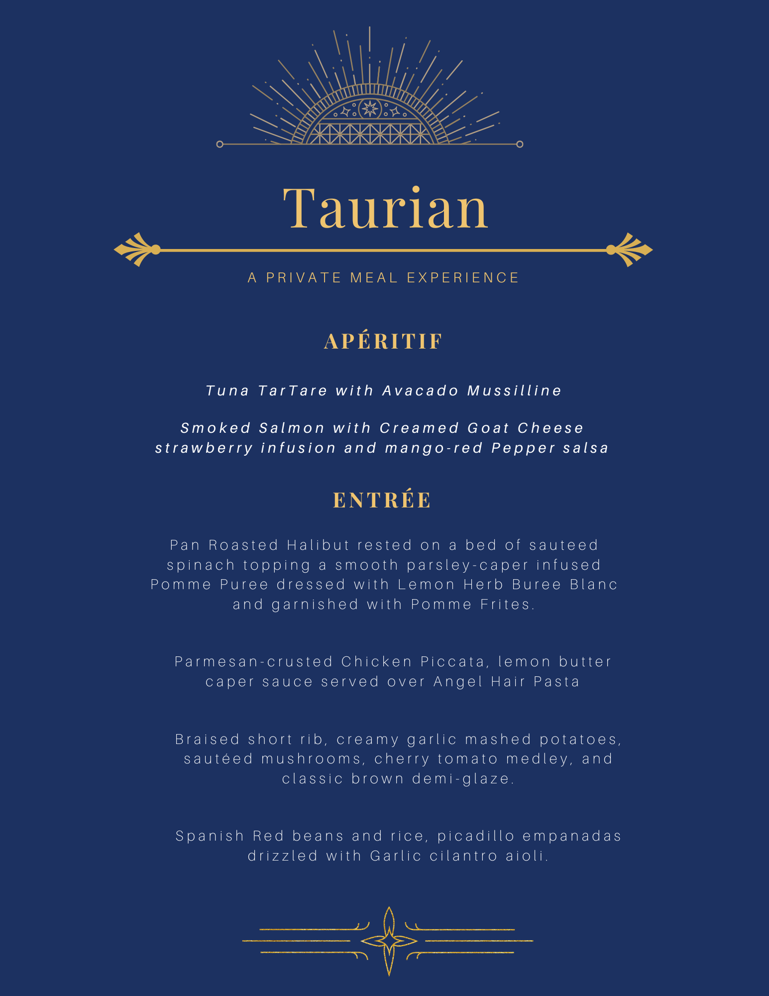 The Taurian Menu